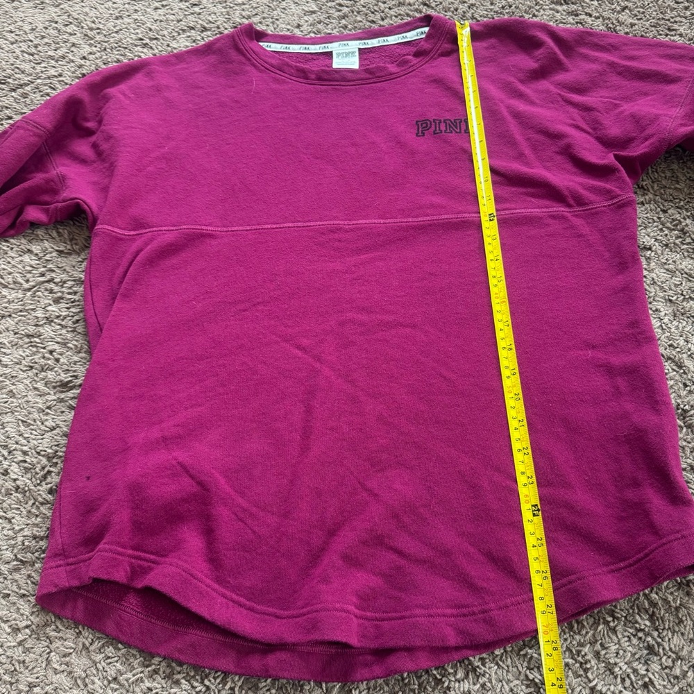 Victoria's Secret PINK Long Sleeve Crewneck Sweatshirt LOVE PINK Raspberry L - Picture 5 of 6